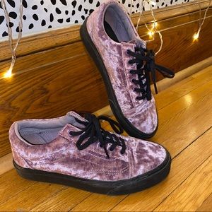 Violet velvet low top Vans sneakers
